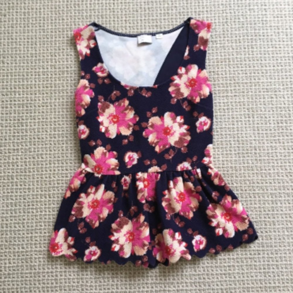 Anthropologie Floral Peplum Top